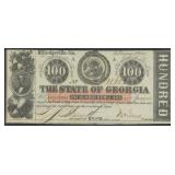 Obsolete Currency $100 State of Georgia Note, date