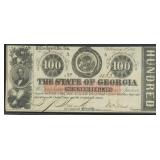 Obsolete Currency $100 State of Georgia Note, date