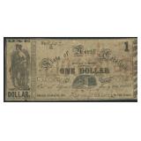 Obsolete Currency $1 State of North Carolina Note,