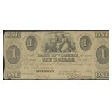 Obsolete Currency $1 Note from The Bank of the Vir