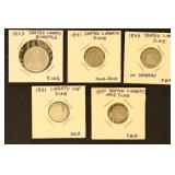 US Coins 19th Century Silver Group, 1857 Liberty S