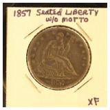 US Coins 1857 Seated Liberty Half Dollar w/o Motto