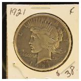 US Coins 1921 Peace Silver Dollar, circulated