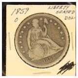 US Coins 1859-O Seated Liberty Dollar, circulated