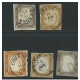 Sardinia Stamps #11 Used 1855 issues on card, mixe