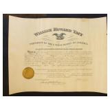 William Howard Taft Signed Document