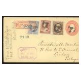 US Postal History Registered Cover to Lisbon, Port