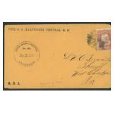 US Railroad Cover #94 tied with black fancy cancel