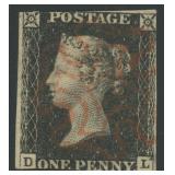Great Britain Stamps #1 Used Penny Black CV $375