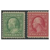 US Stamp #357-358 Mint Hinged blue paper CV $170