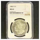 US Coins 1880-S Morgan Silver Dollar Graded MS62 b