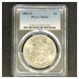 US Coins 1883-O Morgan Silver Dollar Graded MS63 b