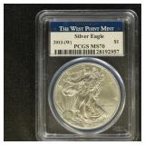 US Coins 2013-W Silver Eagle Graded MS70 by PCGS