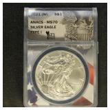 US Coins 2021-W Type 1 Silver Eagle Graded MS70 by