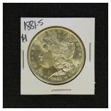 US Coins 1881-S Morgan Silver Dollar, BU
