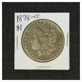 US Coins 1878-CC Morgan Silver Dollar, circulated