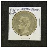 Germany Coins 1908-D 5 Marks (Bavaria)