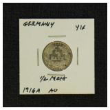 Germany Coins 1916A 1/2 Mark