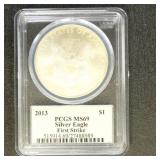 US Coins 2013 Silver Eagle Graded MS69 by PCGS