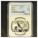China Coins 2016 Silver Panda Graded MS69 by NGC
