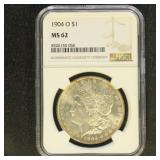 US Coins 1904-O Morgan Silver Dollar Graded MS62 b