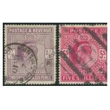 Great Britain Stamps #139-140 Used, #139 w CV $370