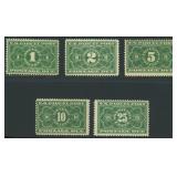 US Stamps #JQ1-JQ5 Mint Hinged, JQ5 with l CV $257