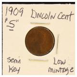 US Coins 1909-S Lincoln Cent, Semi-Key Low Mintage