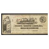 North Carolina Obsolete Currency 1862 $5 The State