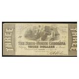 North Carolina Obsolete Currency $3 The State of N