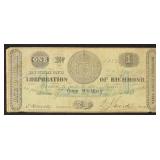 Virginia Obsolete Currency $1 Corporation of Richm