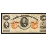 Virginia Obsolete Currency $100 Virginia Treasury