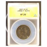 US Coins 1807/8 Large 7 Large Cent Graded VF25 By