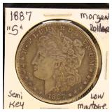 US Coins 1887-S Morgan Silver Dollar Semi-Key, low