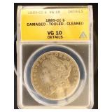 US Coins 1889-CC Morgan Silver Dollar Graded VG10