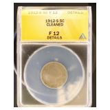 US Coins 1912-S Liberty Nickel Graded F12 Details