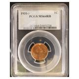 US Coins 1931-S Lincoln Cent Graded MS64RB by PCGS