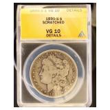 US Coins 1895-S Morgan Silver Dollar Graded VG10 D