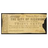 Virginia Obsolete Currency 30 Cents The City of Ri