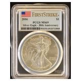 US Coins 2016 Silver Eagle Graded MS69 by PCGS in