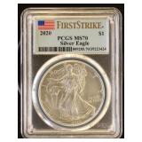 US Coins 2020 Silver Eagle Graded MS70 by PCGS in