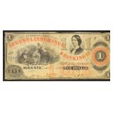 Georgia Obsolete Currency $1 Augusta Insurance & B