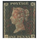 Great Britain Stamps #1 Used Penny Black w CV $325