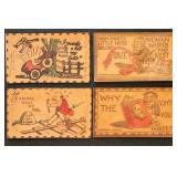 US Leather Postcards early 1900s group of 8, mostl
