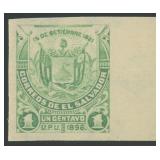 Salvador Stamp Imperf Proof Mint LH with side marg
