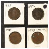 US Coins group of 4 Large Cents; 1825, 1826, 1830,