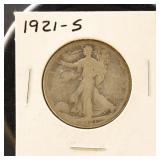 US Coins 1921-S Walking Liberty Half Dollar (Key D