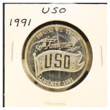 US Coins 1991 USO Modern Silver Commemorative Doll