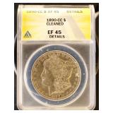 US Coins 1890-CC Morgan Silver Dollar Graded EF45