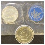 US Coins 1971-S & 1974-S Silver Eisenhower Dollars